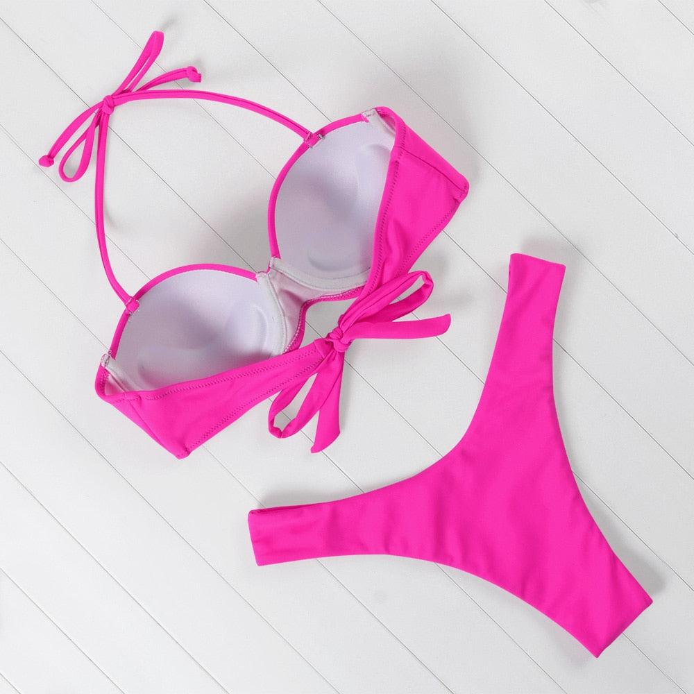 "Sea Anemone – V-Wire Frilled High-Cut Bikini Set"