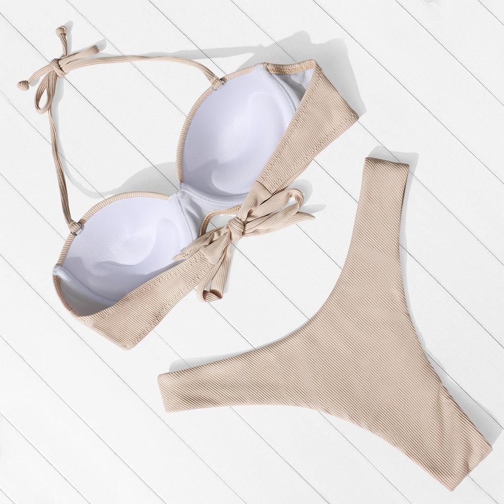 "Sea Anemone – V-Wire Frilled High-Cut Bikini Set"