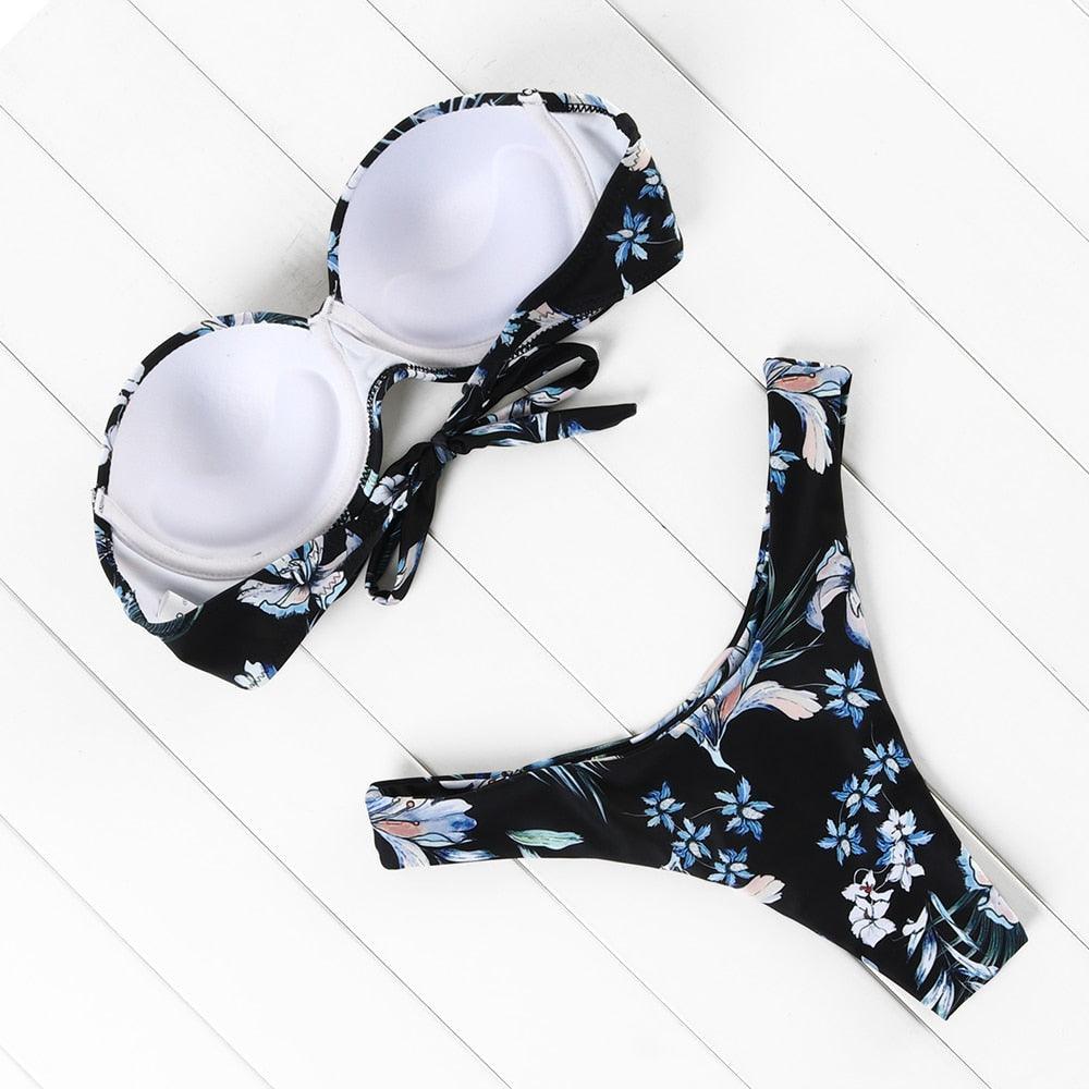 "Sea Anemone – V-Wire Frilled High-Cut Bikini Set"