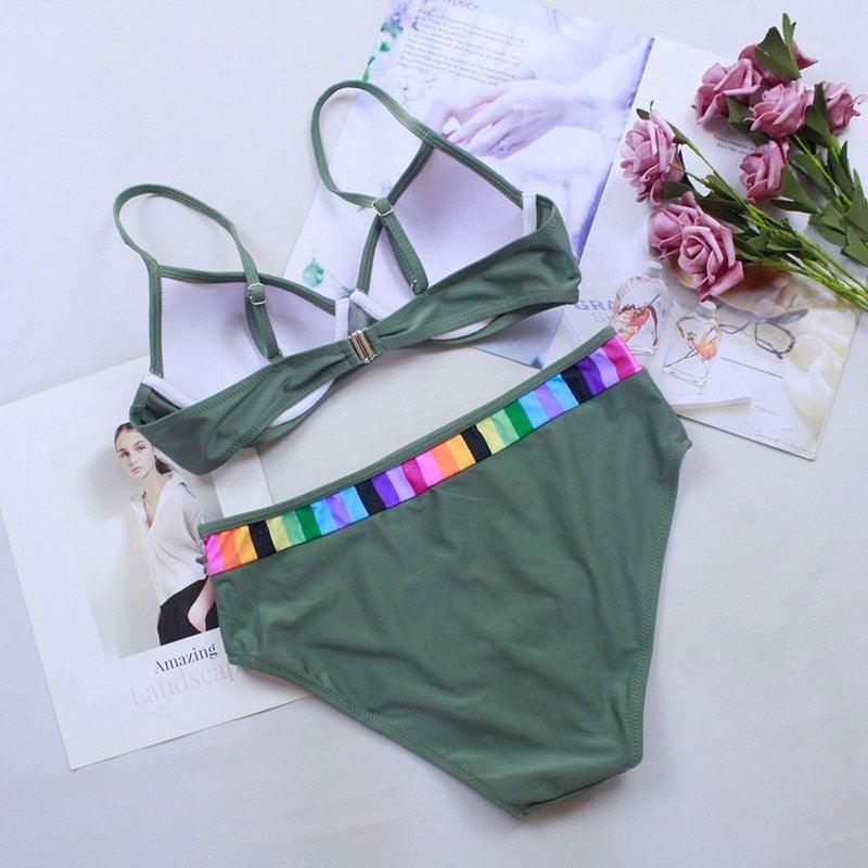 "Turtle Bay – Tropical Print Push-Up Bikini Set"