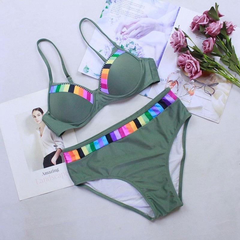 "Turtle Bay – Tropical Print Push-Up Bikini Set"