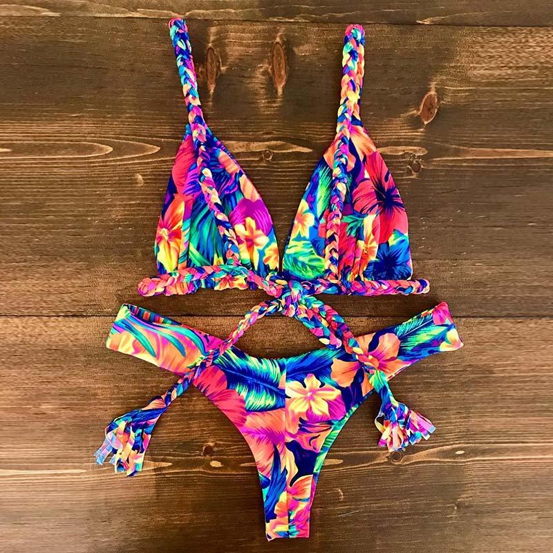 "Parrot Fish – Ruffle Triangle Tie-Side Bikini Set"
