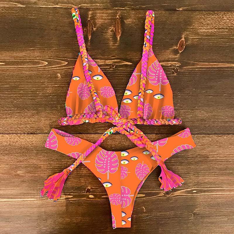 "Parrot Fish – Ruffle Triangle Tie-Side Bikini Set"