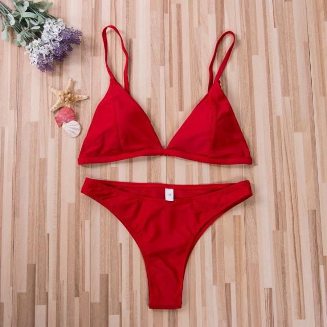 Black Minimal Bikini Set Women 2 Pieces Swimsuit Swimwear Push Up Padded Bra Thongs Bathing Suit Beachwear Women's Tie Side Bottom Padded Top Triangle Bikini Bathing Suit