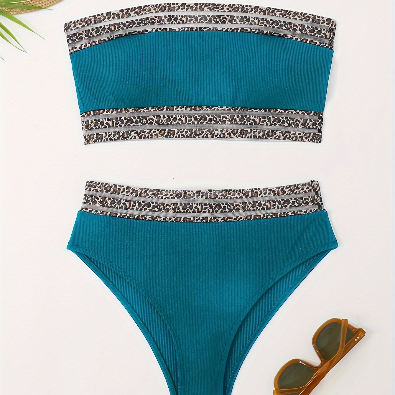 "Siren's Safari – Leopard Bandeau Tummy Control Bikini Set"