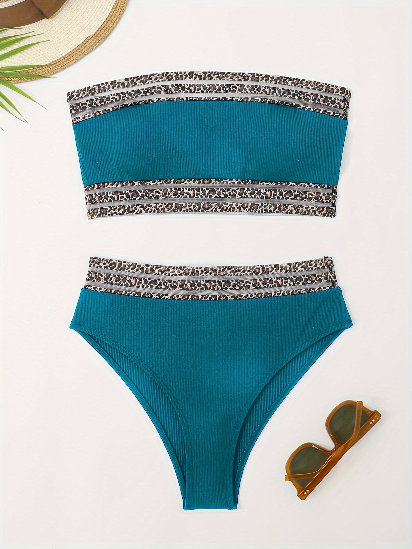 "Siren's Safari – Leopard Bandeau Tummy Control Bikini Set"