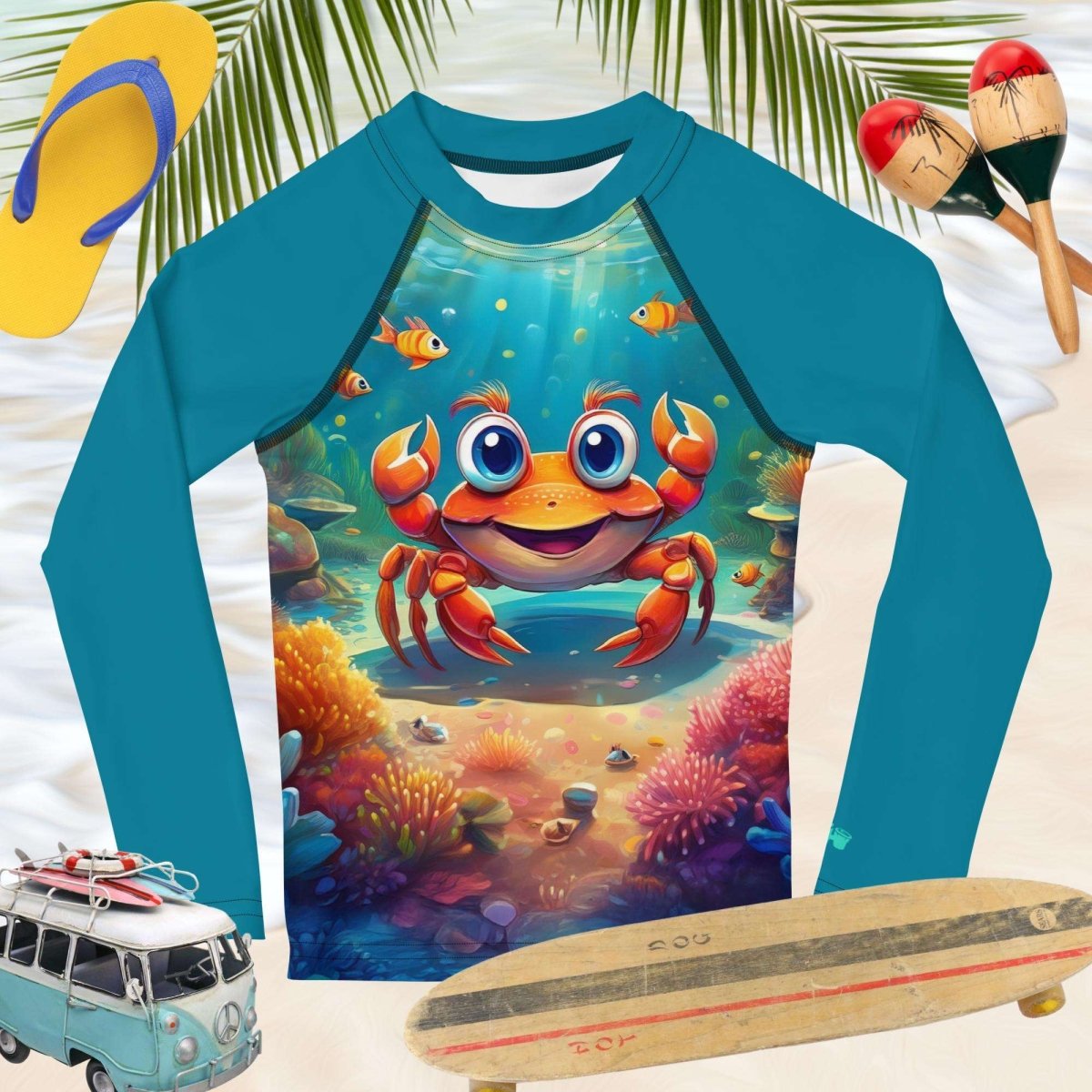 Funny Crab Art Rashie For Kids | UPF 50+
