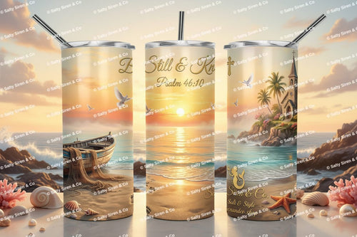 Be Still & Know 20oz Tumbler - Three Panel Mockup