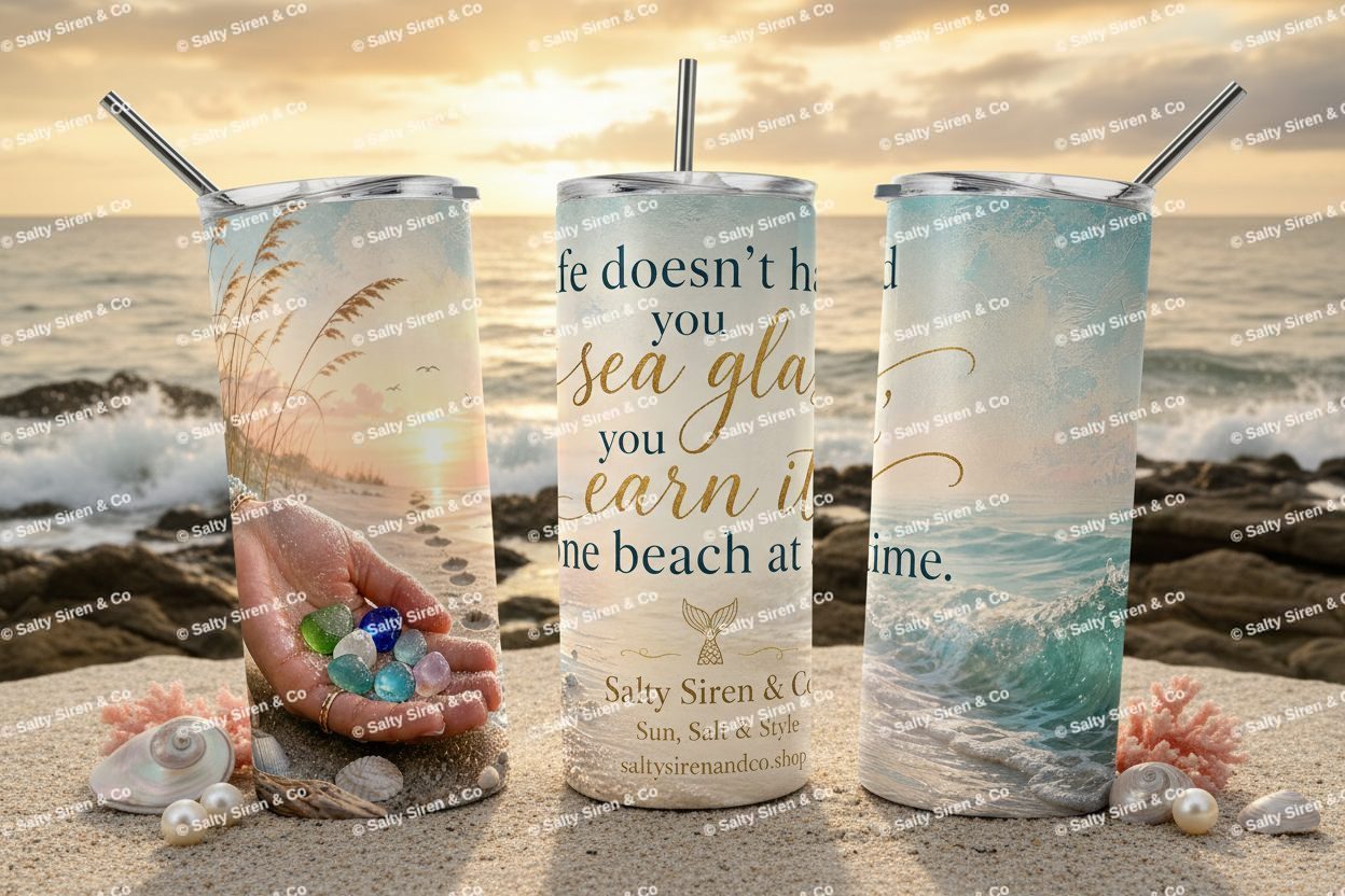 Sea Glass Earned Tumbler Mockup