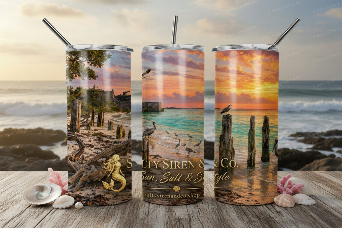 Fort De Soto Beach 20oz Tumbler - Logo at Bottom