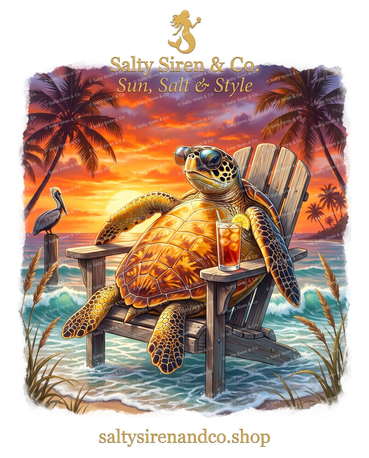 Chillin' Like a Sea Turtle Adirondack Chair graphic tee by Salty Siren & Co