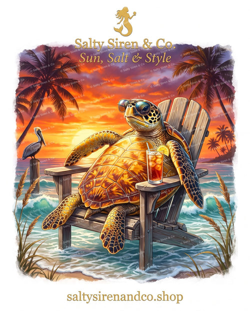Chillin' Like a Sea Turtle Adirondack Chair graphic tee by Salty Siren & Co