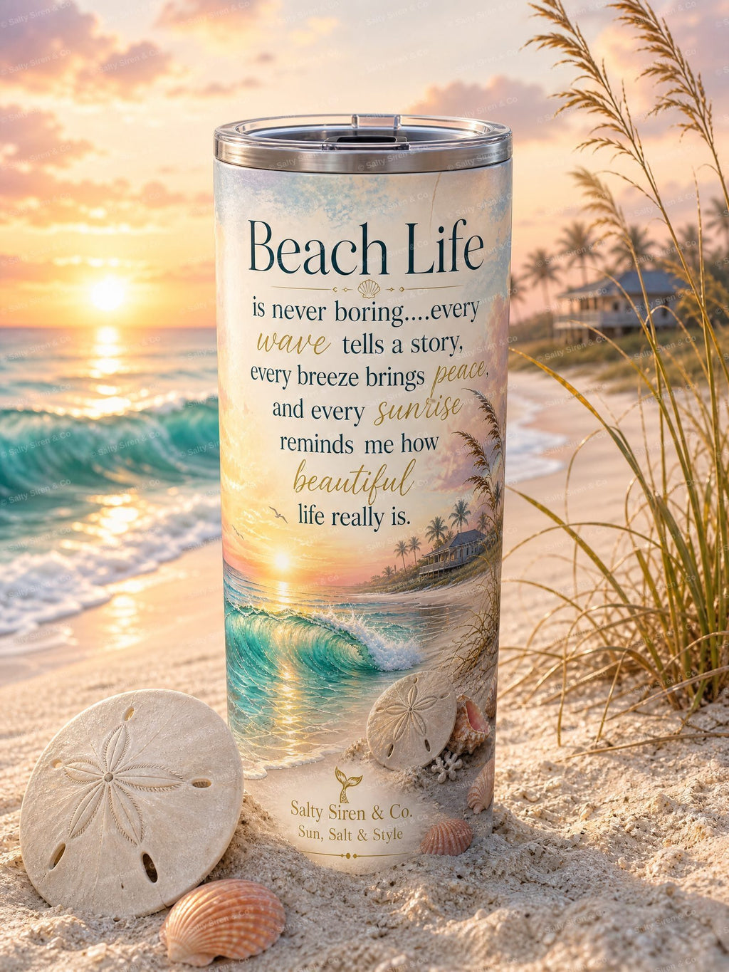 Beach Life Story Tumbler — Salty Siren & Co.
