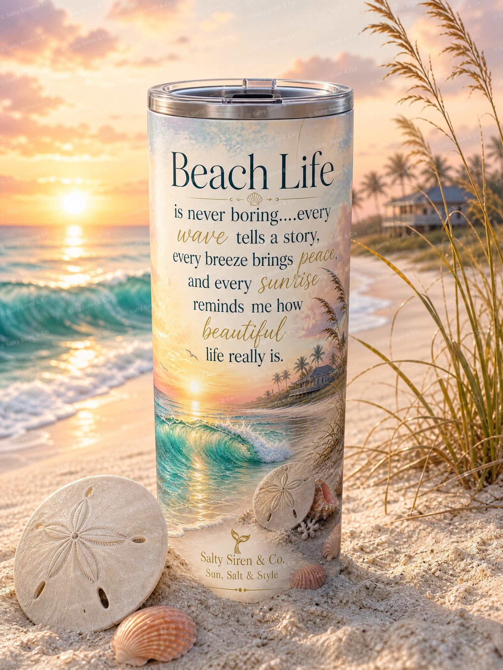 Beach Life Story Tumbler — Salty Siren & Co.