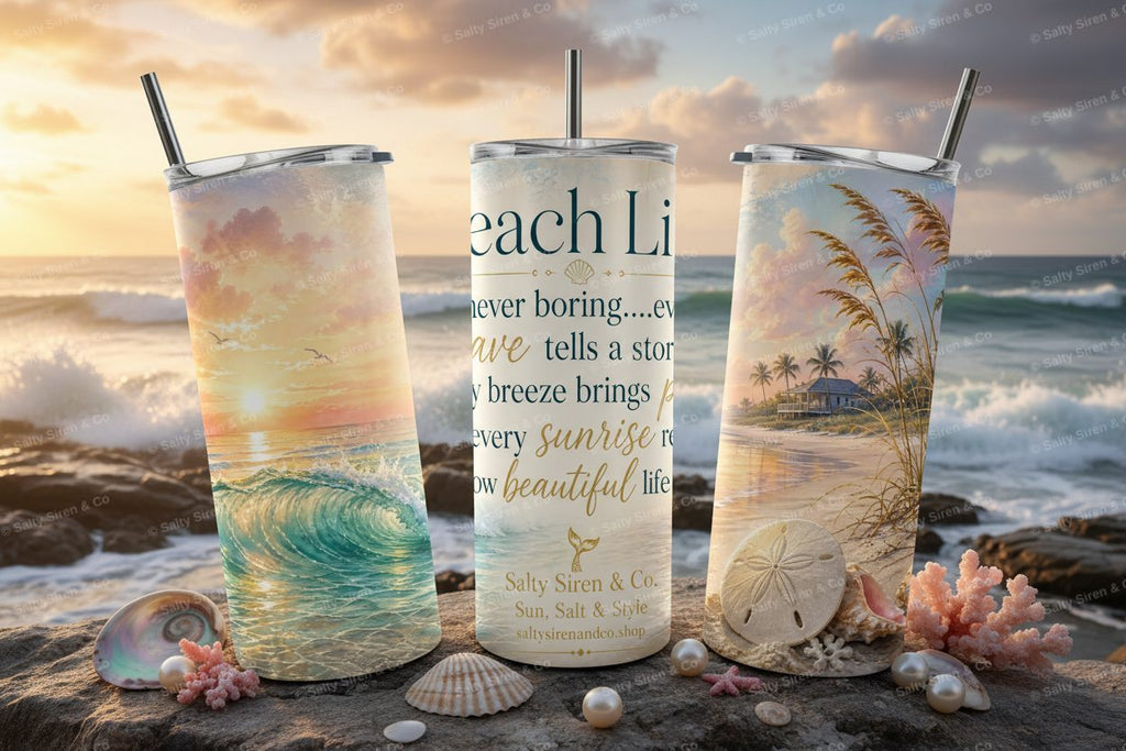 Beach Life Story Tumbler Mockup