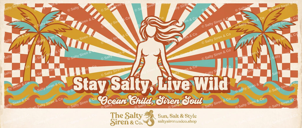 Retro Coastal Wave Grid Tumbler — Salty Siren & Co.