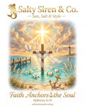 Faith Anchors the Soul coastal cross with doves and anchor graphic tee by Salty Siren & Co