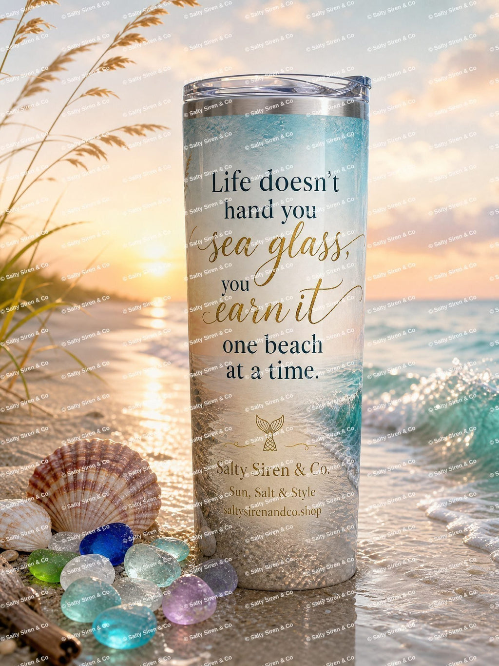 Sea Glass Earned Tumbler — Salty Siren & Co.