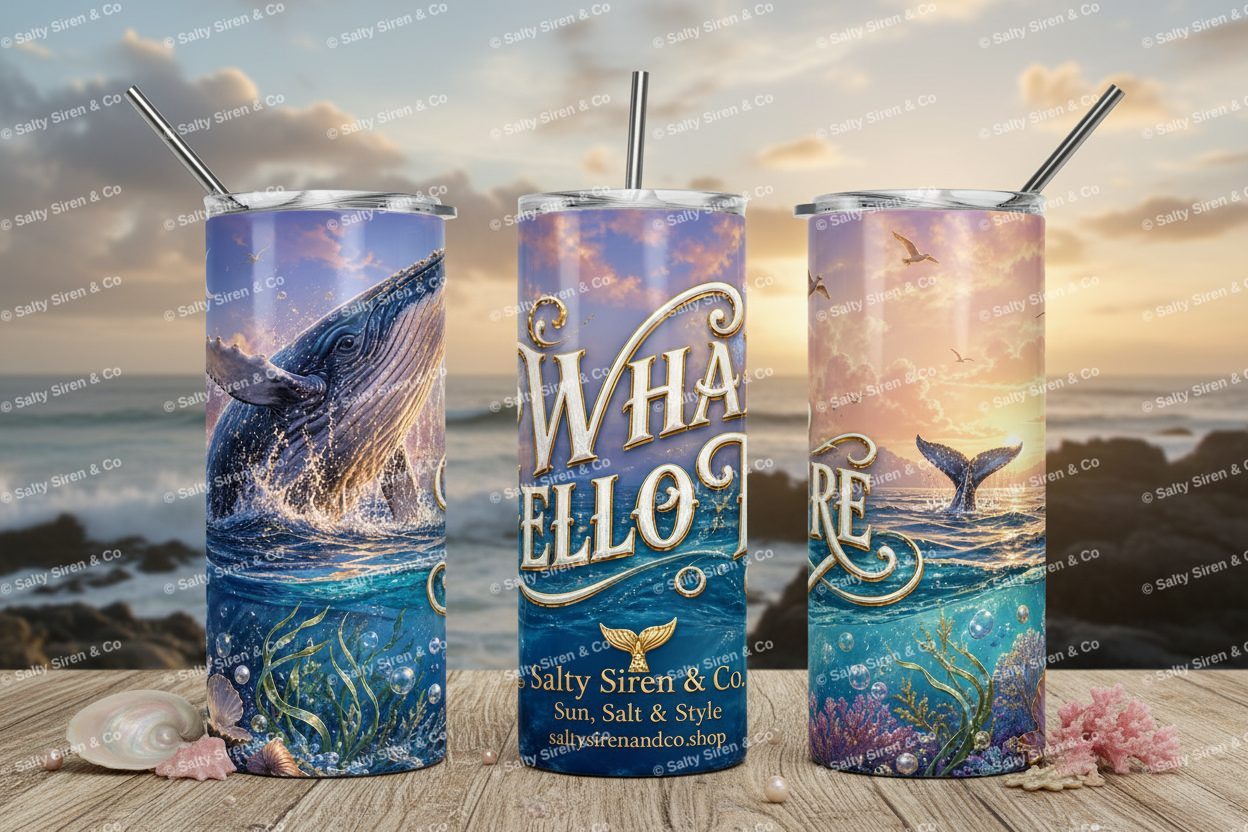 Whale Hello There Tumbler Mockup