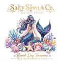 Beach Day Treasures galaxy mermaid sitting on coral graphic tee by Salty Siren & Co