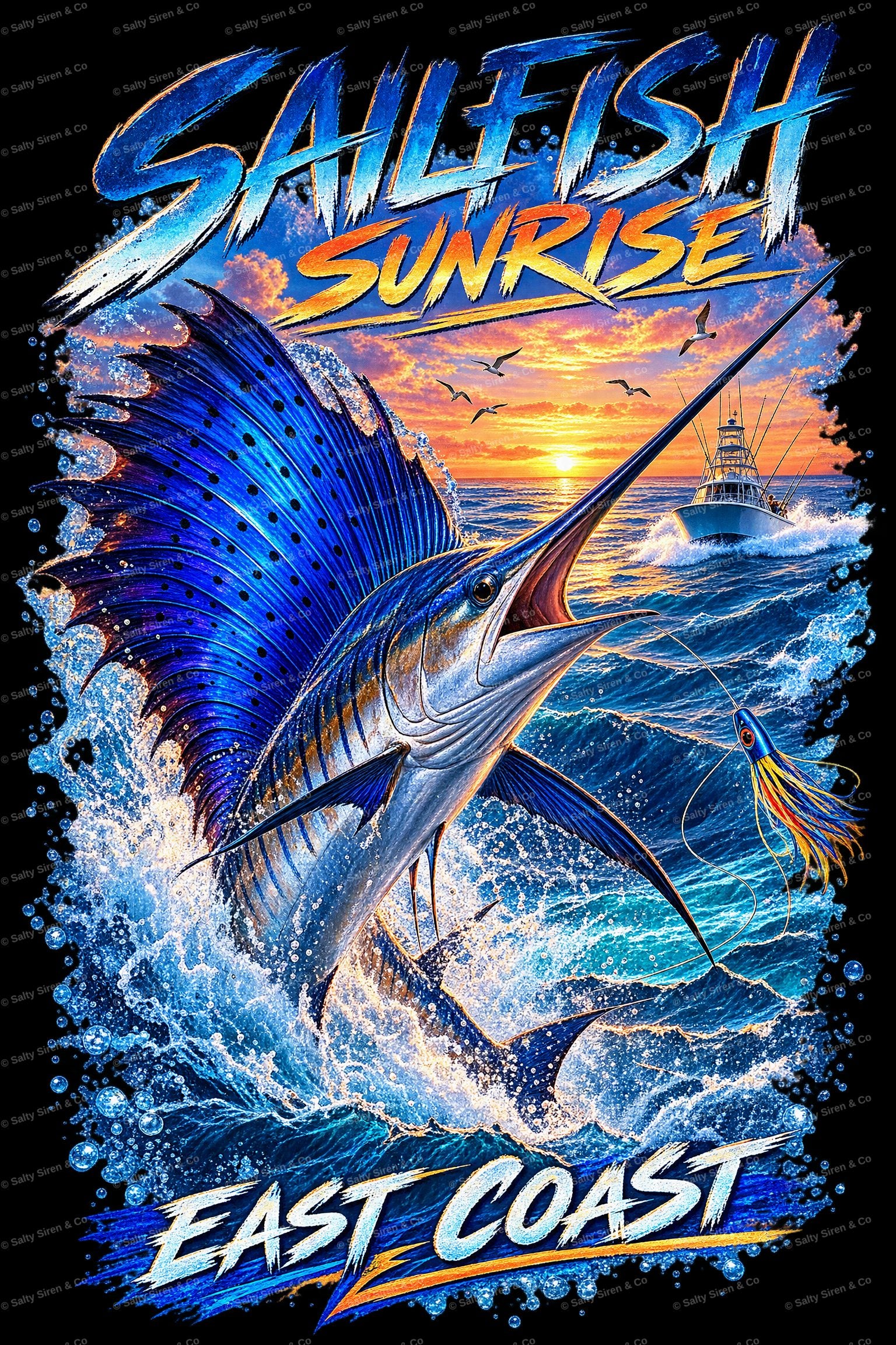 Hook'n & Reel'n Sailfish Sunrise shirt design