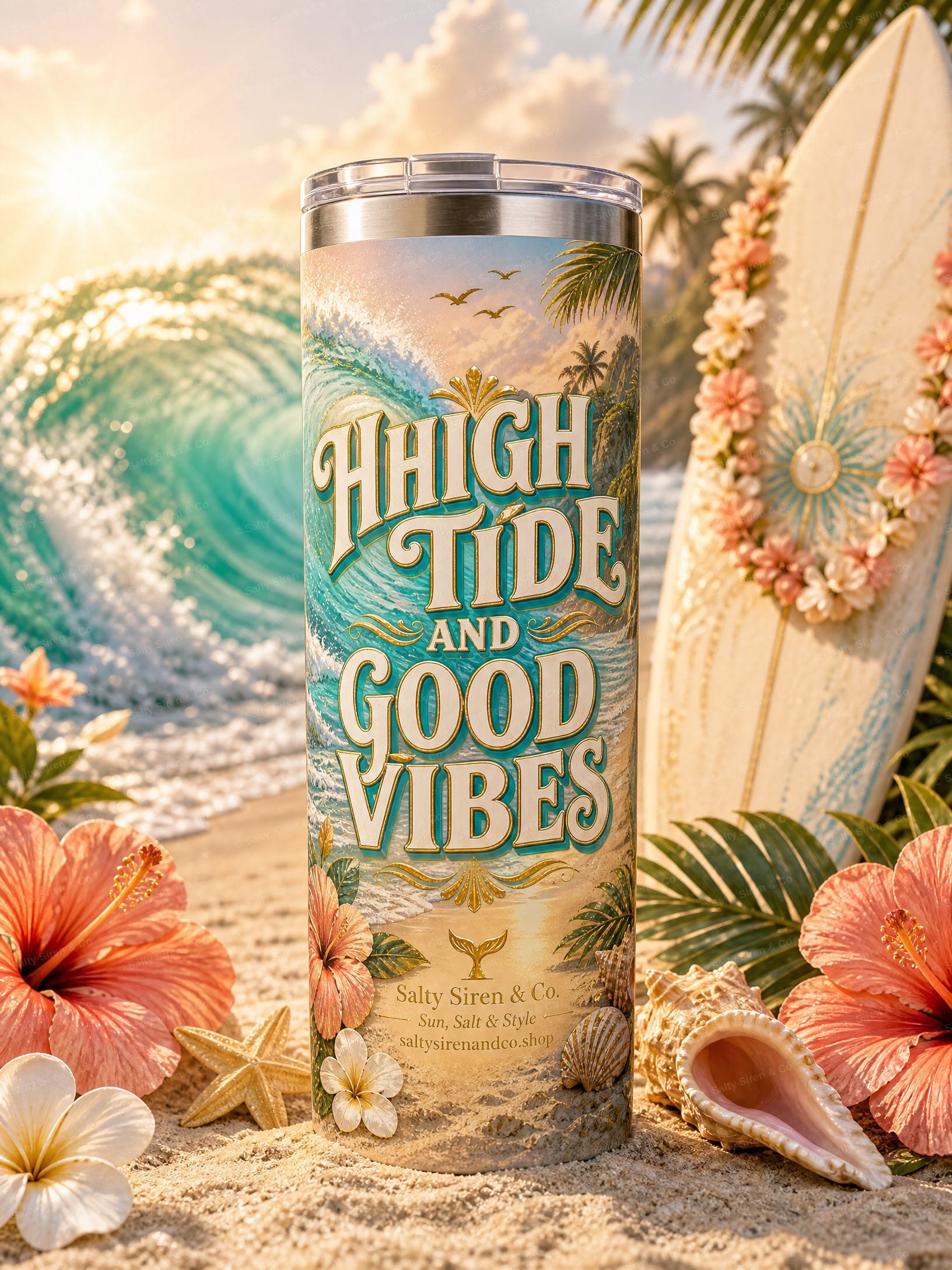 High Tide and Good Vibes Tumbler — Salty Siren & Co.