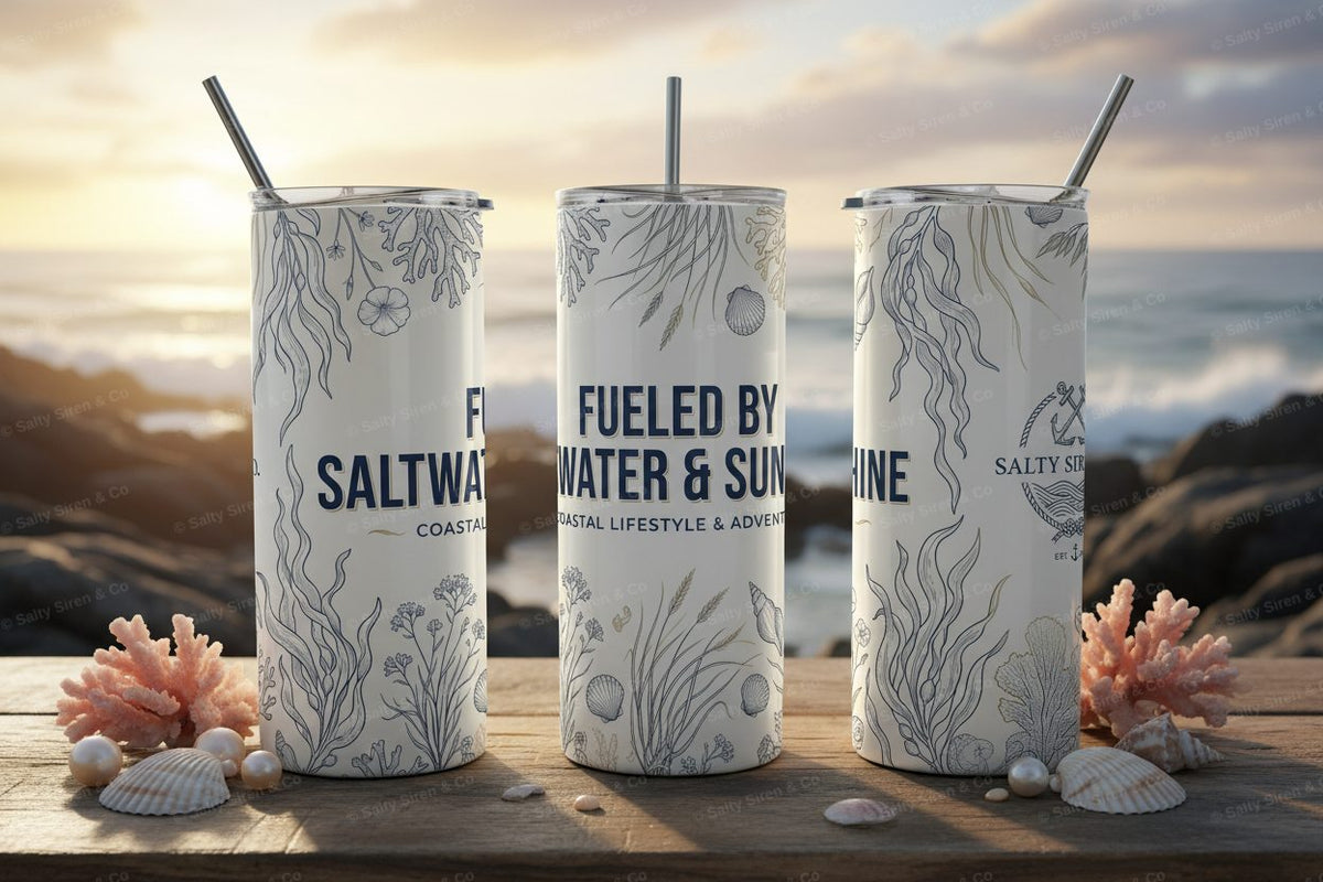 Stay Salty Live Wild 20oz Tumbler - Three Panel Mockup