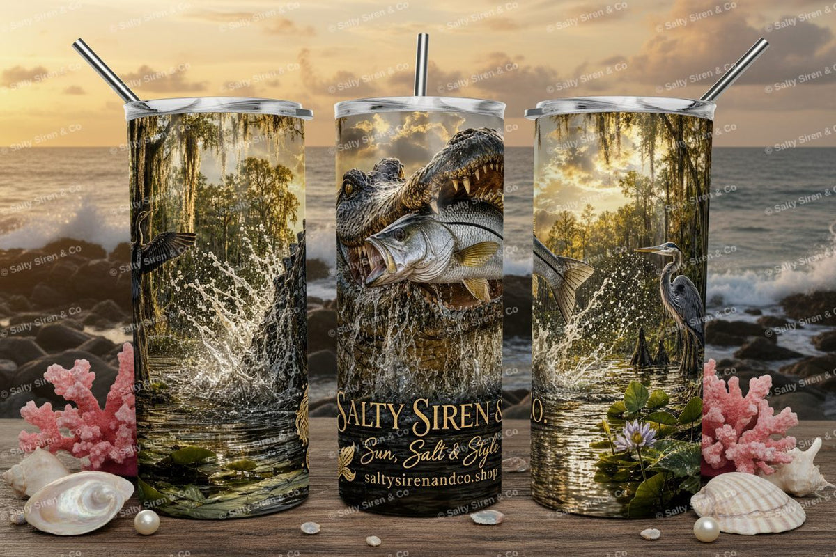 Gator & Snook 20oz Tumbler - Three Panel Mockup