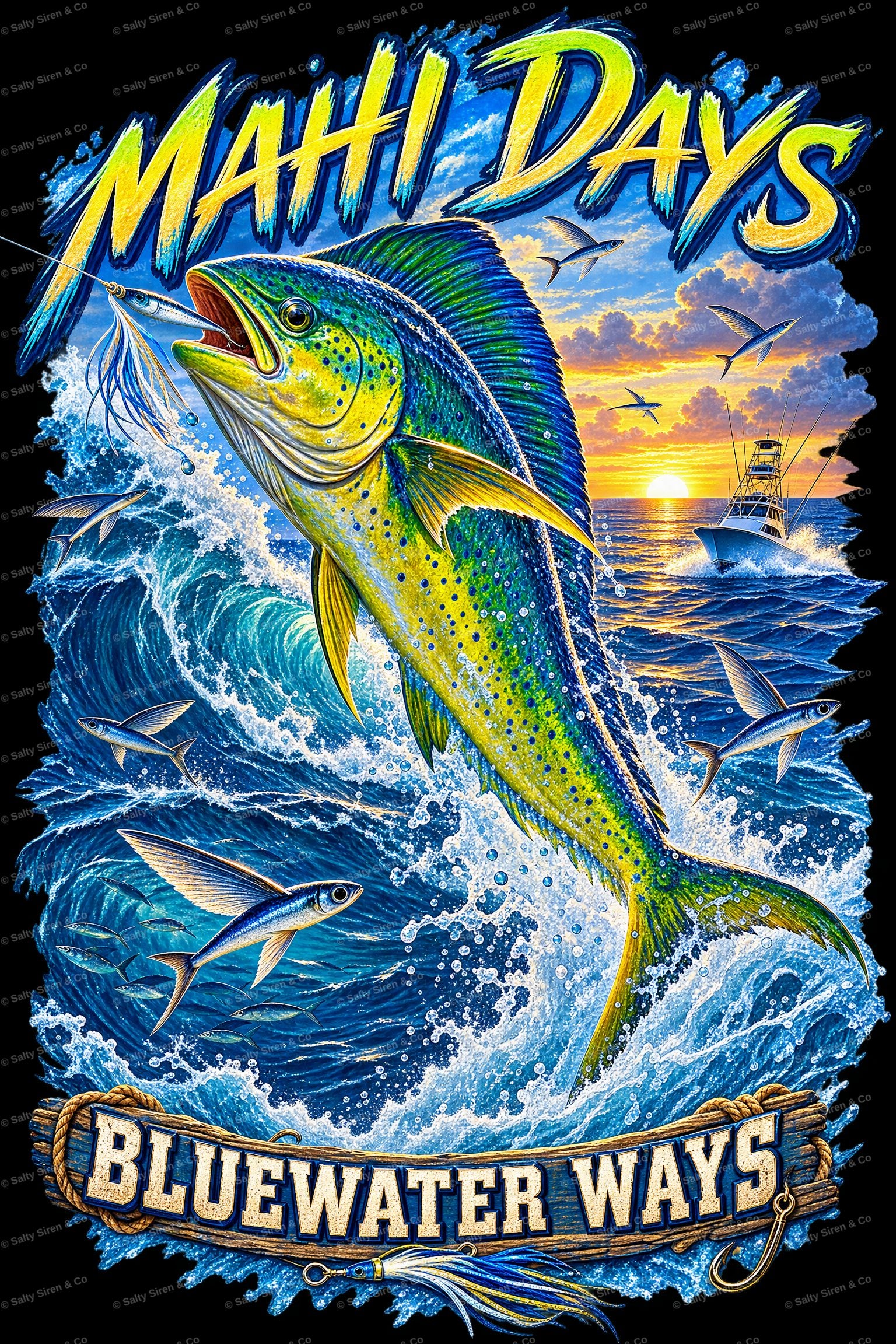 Hook'n & Reel'n Tidebreaker Mahi shirt design
