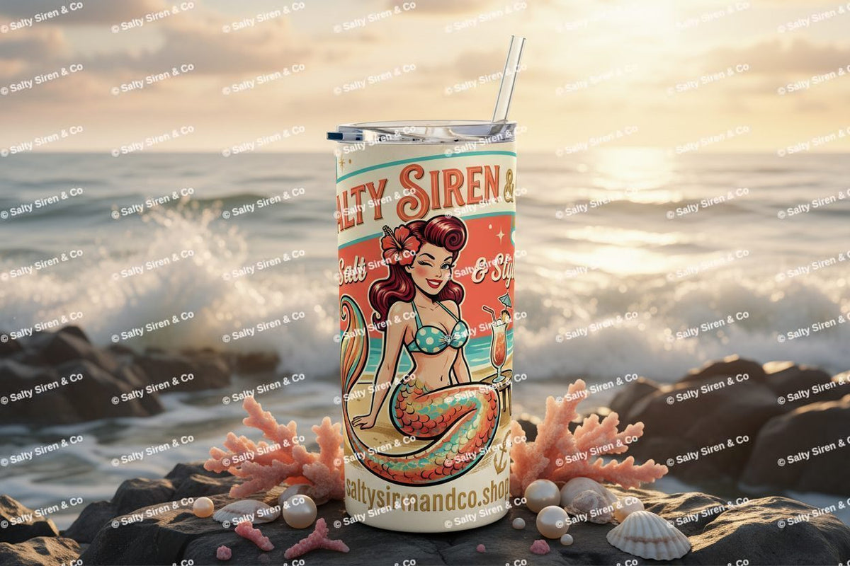 Retro Pinup Siren 20oz Tumbler - Exact Art
