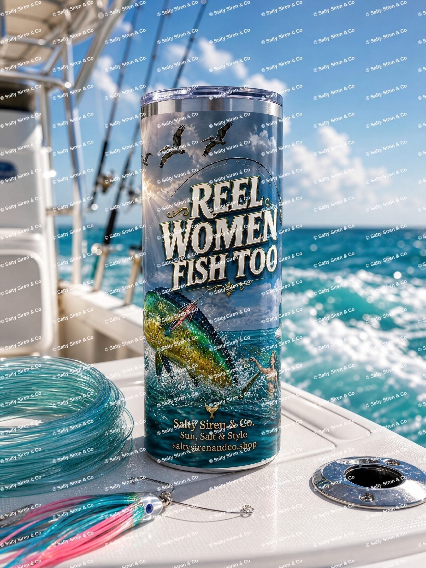 Reel Women Fish Too Tumbler — Salty Siren & Co.