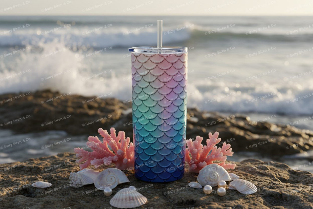 Mermaid Cove Glitter 20oz Tumbler Mockup