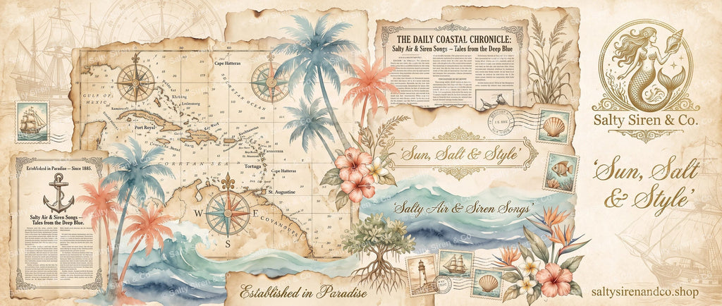 Coastal Vintage Newspaper Tumbler — Salty Siren & Co.
