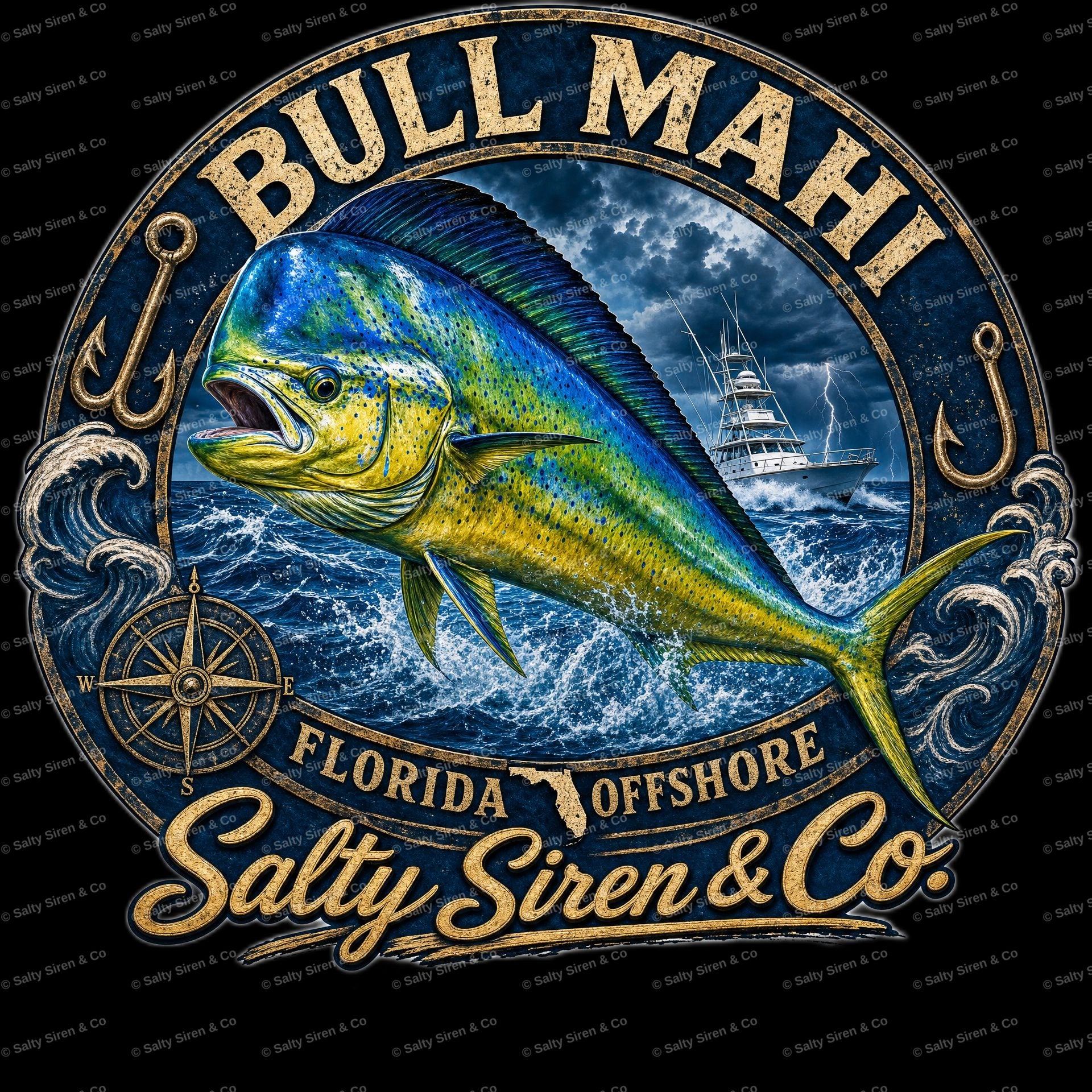 Bull Mahi Florida Offshore men's fishing shirt - Salty Siren & Co