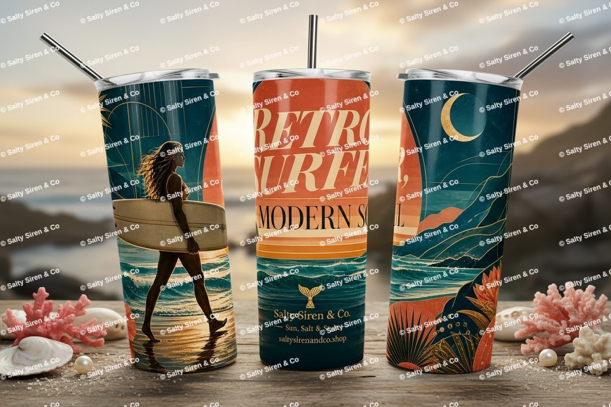 Retro Surfer Modern Soul Tumbler Mockup