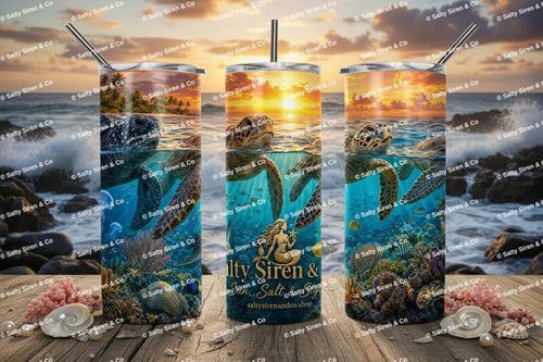 All Four Sea Turtles 20oz Tumbler - Three Panel Mockup