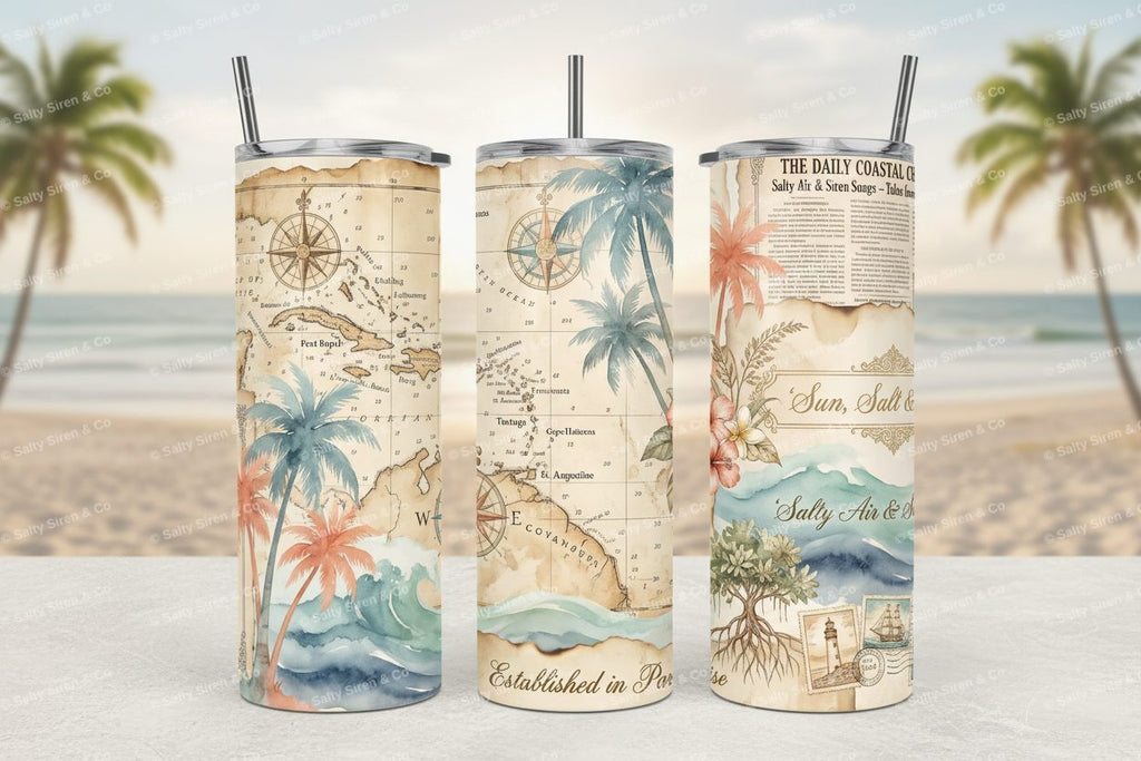 Coastal Vintage Newspaper Trio