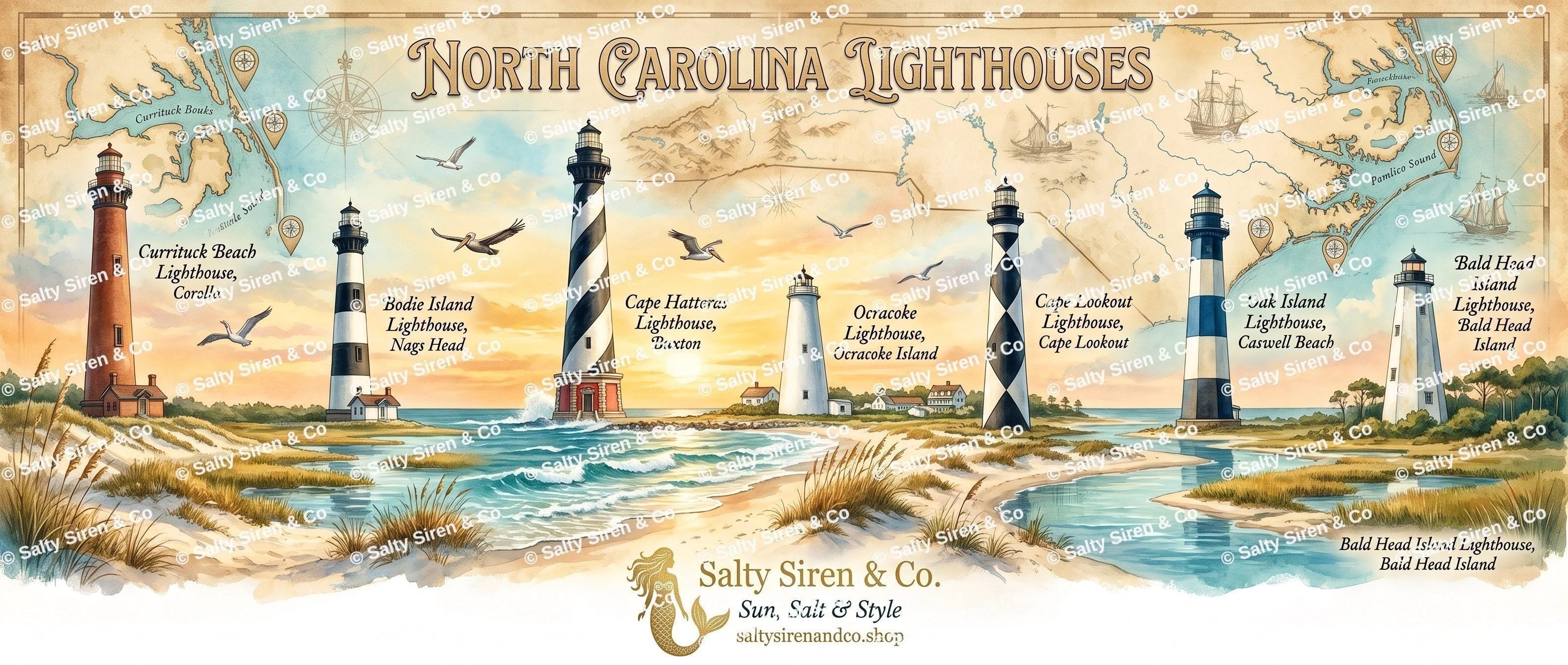 North Carolina Lighthouses Tumbler — Salty Siren & Co.
