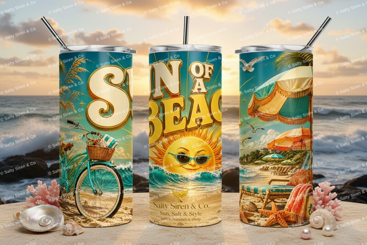 Sun of a Beach Tumbler Mockup