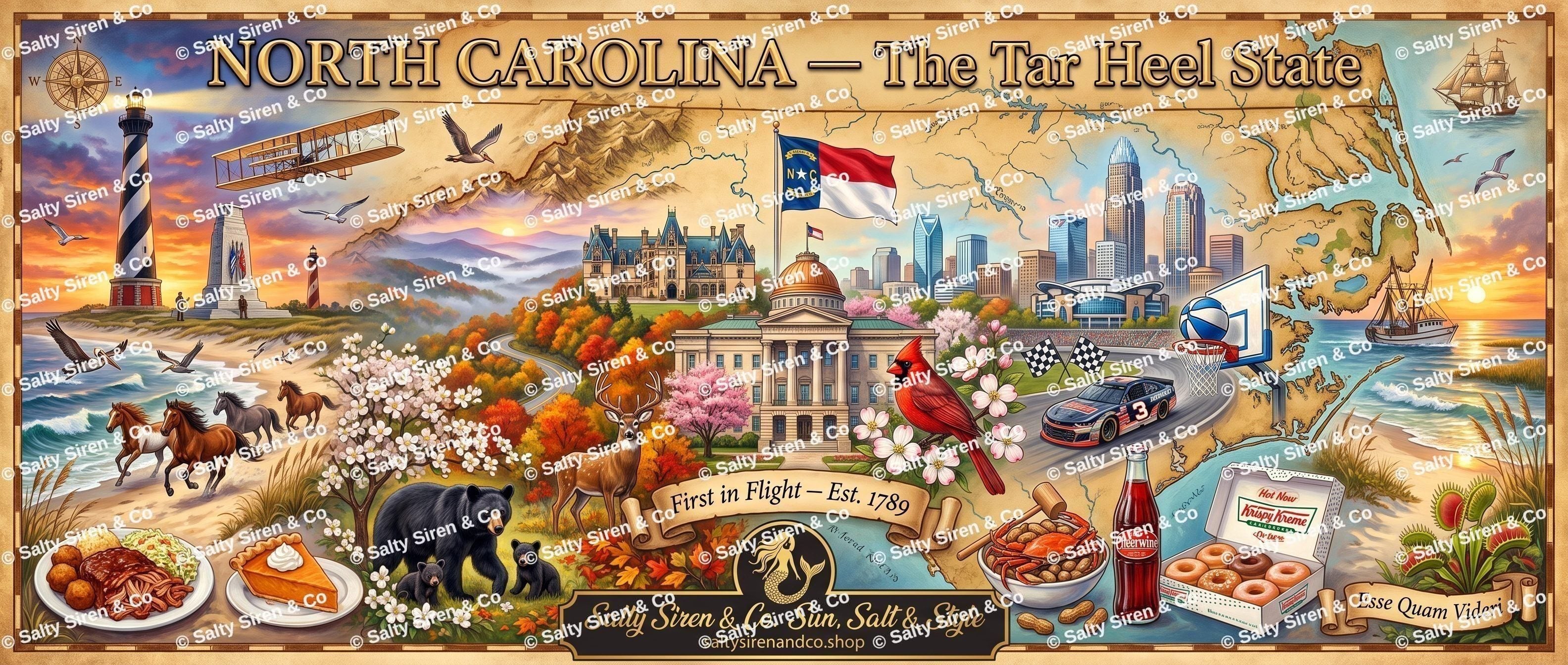 North Carolina — The Tar Heel State Tumbler — Salty Siren & Co.