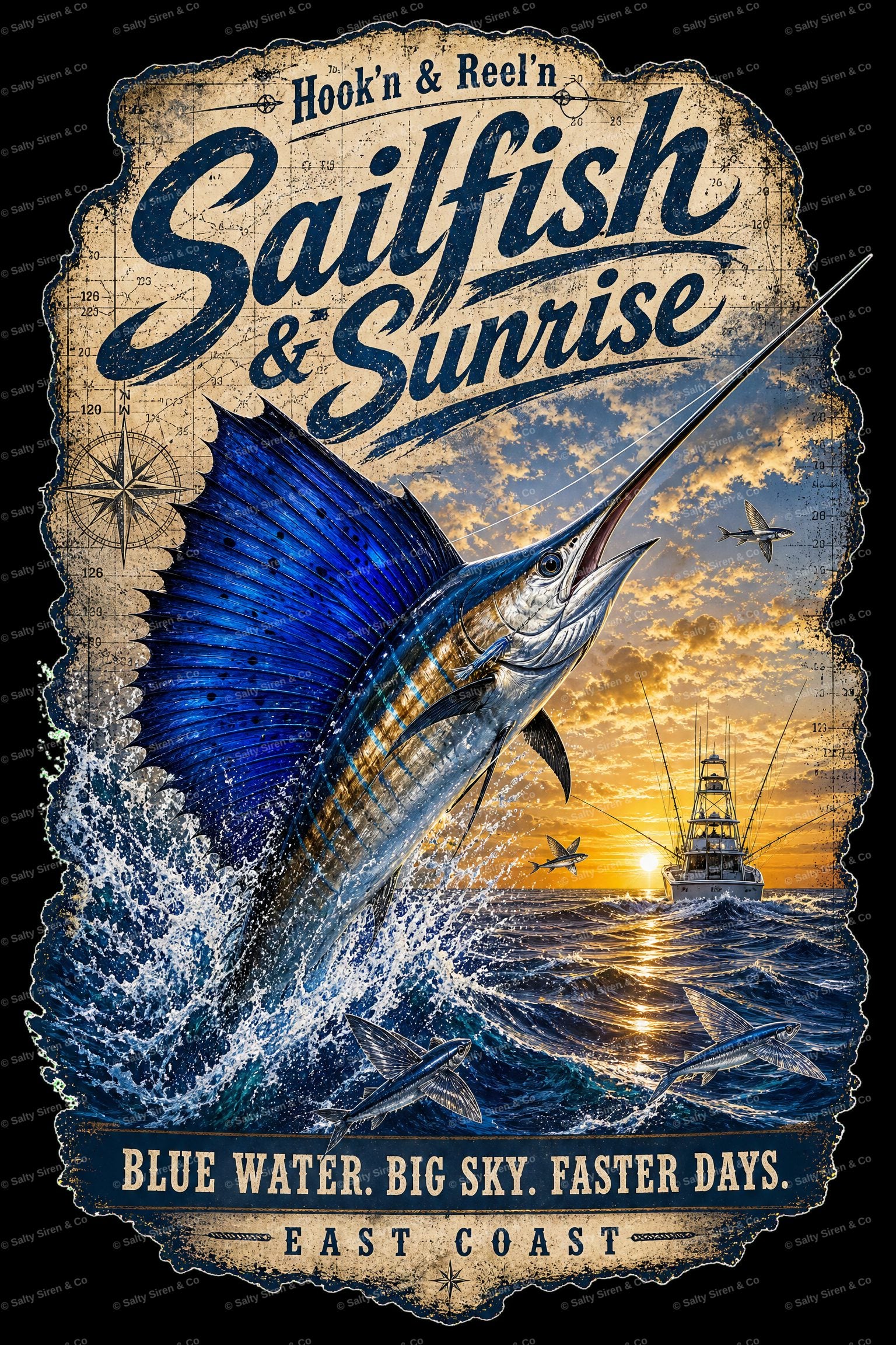 Hook'n & Reel'n Sailfish & Sunrise shirt design