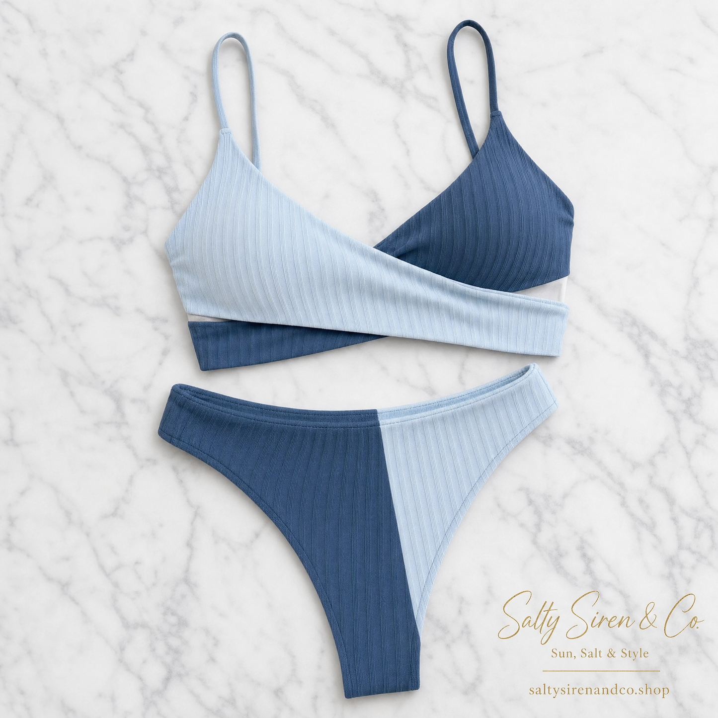 Sea Glass – Colorblock Wrap Bikini Set"