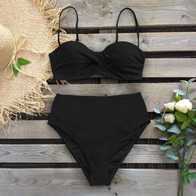 Leaf Print Bikini Female Swimsuit Women's Bathing Suits Triangle Bikini High Waist Bottoms Two Piece Swimsuits Women Swimwear Brazilian-Style Push Up Bikinis Set High Waist Swimming Suits for Bathing Suit