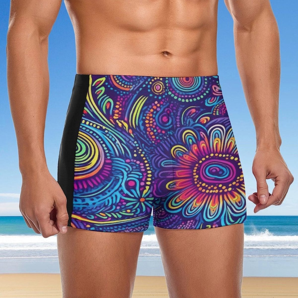 Mens Fast Drying Swim Trunks 🏝️ Tribal Design