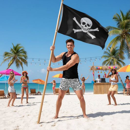 Pirate Skulls Men's Bathing Suit ☠️ Performance Swimwear
