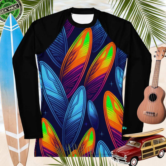 Night Surfing Rashie | Surfboard Pattern | For Women