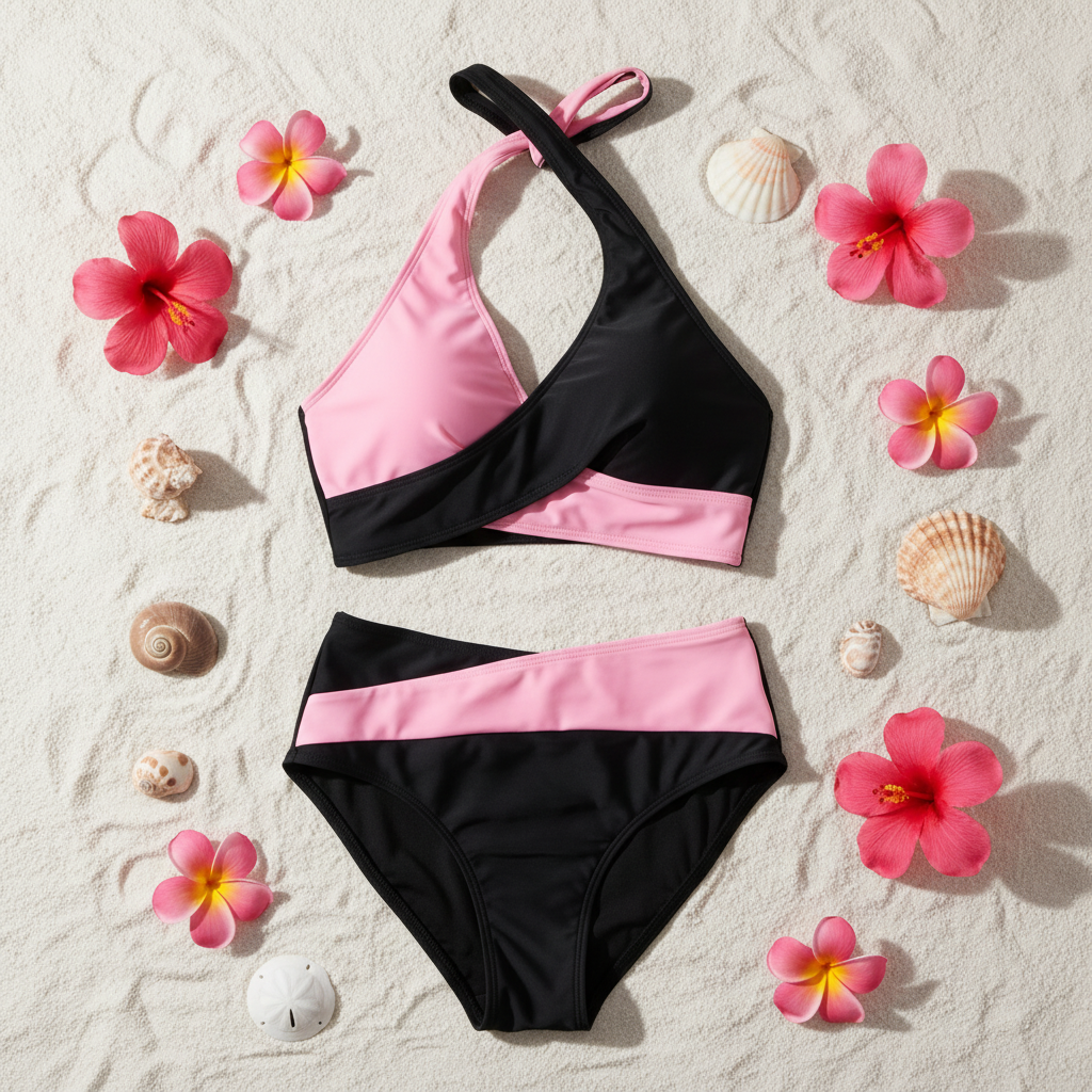 Orca Wave Pink & Black Flat Lay