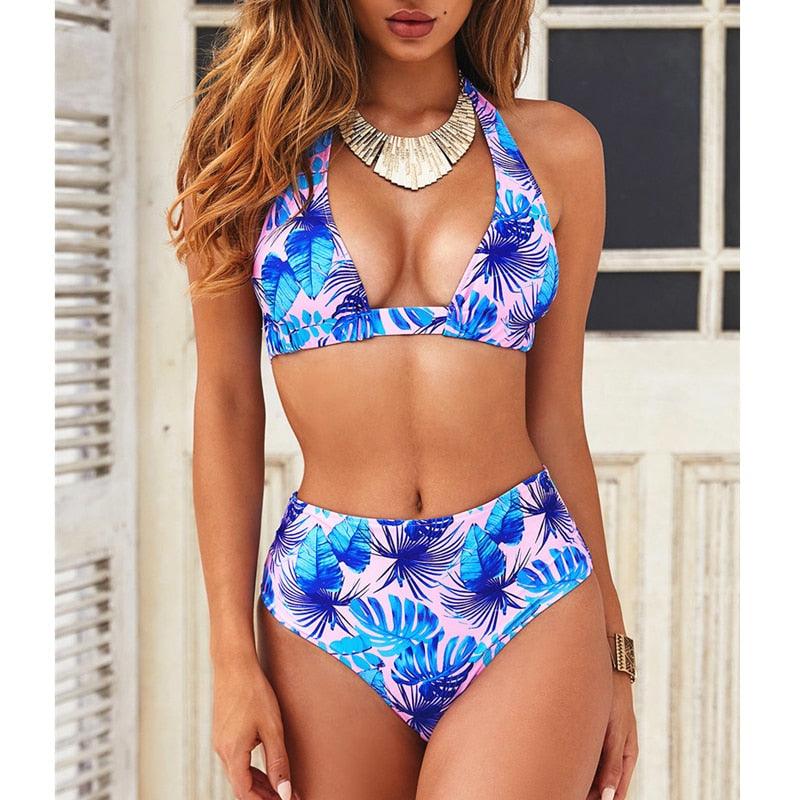 "Siren's Bouquet – Multicolor Tie Halter Bikini Set"
