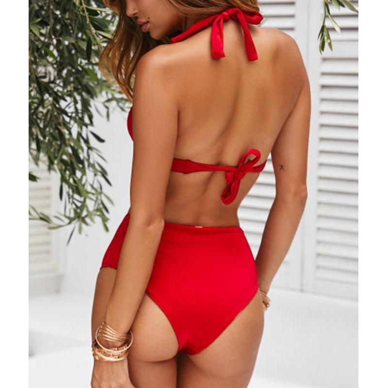 "Siren's Bouquet – Multicolor Tie Halter Bikini Set"