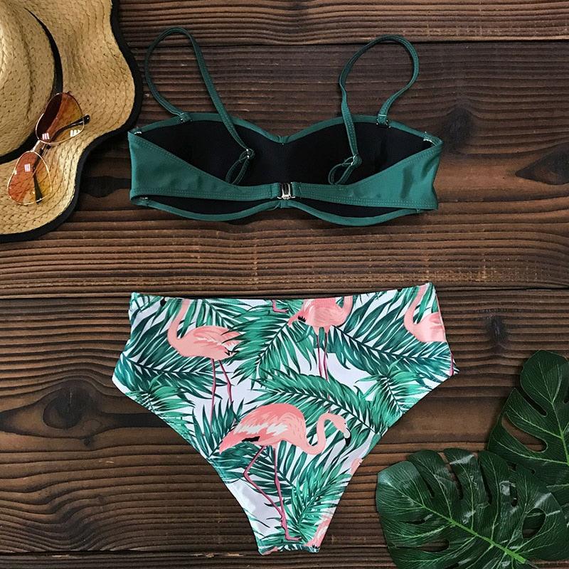 "Reef Siren – Solid Push-Up Cross-Back Bikini Set"